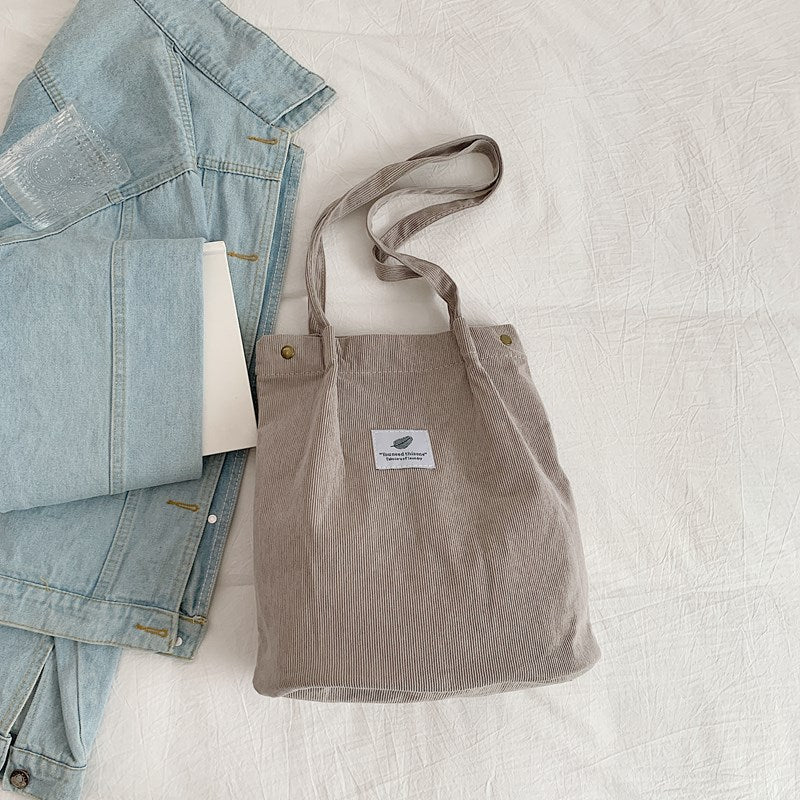 Artistic Corduroy Streetwear Bucket Bag with Laptop Compartment What Else You Got?