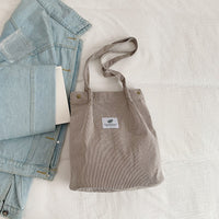 Corduroy Bucket Bag with Laptop Sleeve – Artistic Streetwear Shoulder Tote