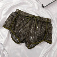 Men's Mesh Boxer Shorts – Breathable Hollow-Out Home Wear