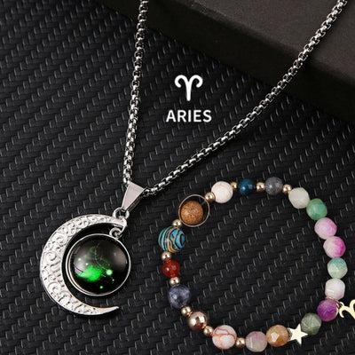 Zodiac Birthstone Necklace Set - 12 Signs | Natural Stone Spiritual Jewelry