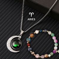 Zodiac Birthstone Necklace Set - 12 Signs | Natural Stone Spiritual Jewelry