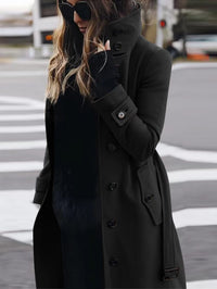 Women’s Medium-Length Casual Coat – Polyester Long-Sleeve Jacket S–2XL