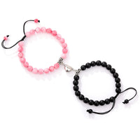 Magnetic Couple Bracelets Set – Heart Magnet Natural Stone Matching Bracelets