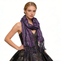 Royal Purple Jacquard Pattern Scarf – Regal Textured Scarf for Evening & Office Wear