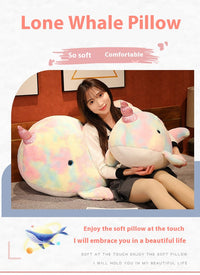 Whale Plush Pillow – Cuddly Ocean Animal Throw Pillow in 3 Sizes | Soft Stuffed Toy for Kids & Adults