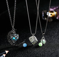 Glow-in-the-Dark Hollow Pendant Necklace - Luminous Geometric Clavicle Chain for Women & Girls - Lightweight & Hypoallergenic