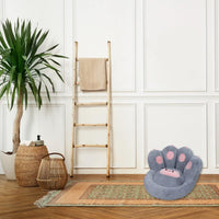 Adorable Cat Paw Seat Cushion with Sheep Plush - Cozy Floor Chair Pad for Gaming, Reading & Lounging - Soft & Supportive (Pink & Grey)