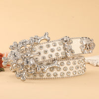 Rhinestone Skull Belt for Men – Studded Punk Rock Statement Waist Belt