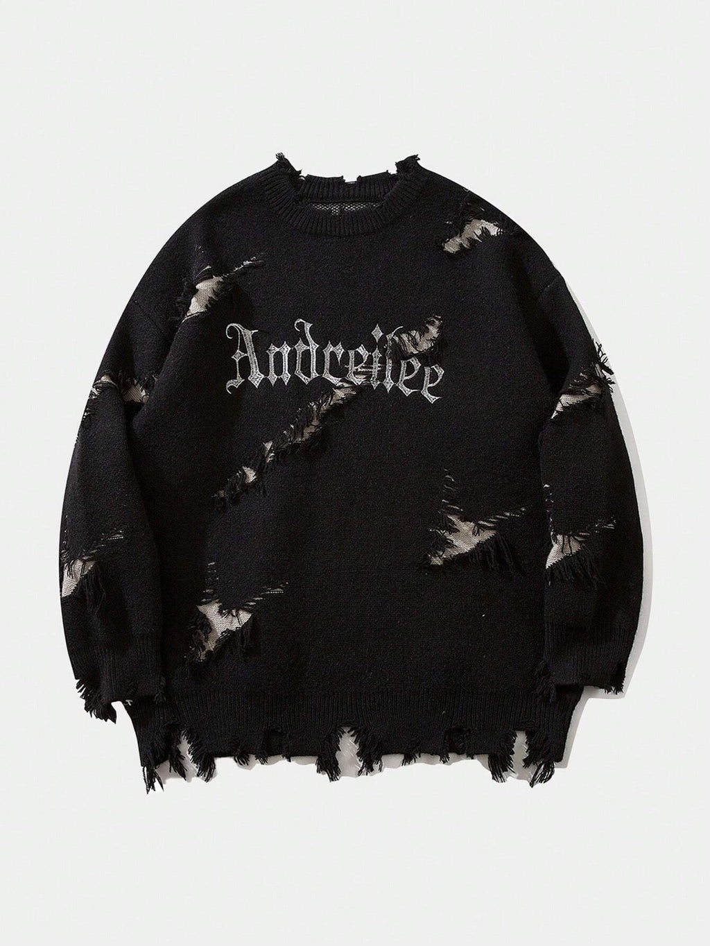New Personality Street Jacquard Ripped Frayed Vintage Loose Sweater What Else You Got?