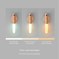 Magnetic Wooden Wall Lamp – USB Rechargeable Wireless Light for Stairs & Hallways