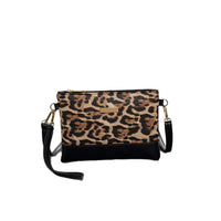 Elegant Light Brown Mini Square Shoulder Bag - Chic PU Crossbody with Leopard Accent