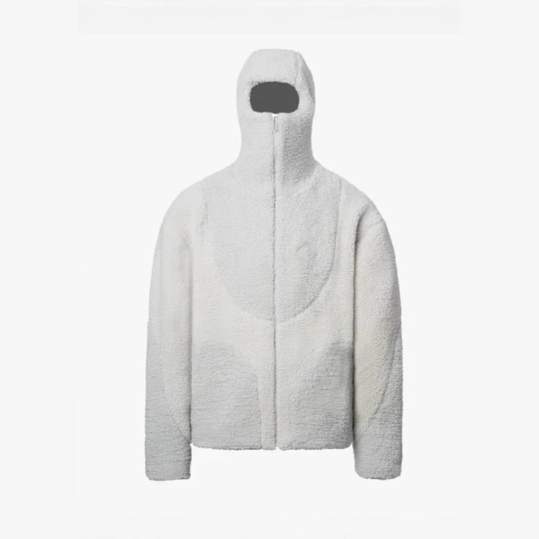 Men's Fashion Lamb Wool Hooded Zipper Coat Sweatshirt Patchwork Line Design Male Tops Casual What Else You Got?