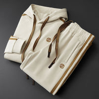 Men’s Casual Streetwear Hooded Jacket & Slim-Fit Pants Set – Spring & Fall Two-Piece Outfit