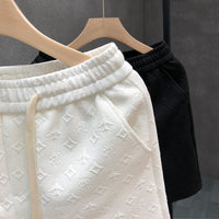 Elegant White Jacquard Shorts for Men - Lightweight & Comfortable