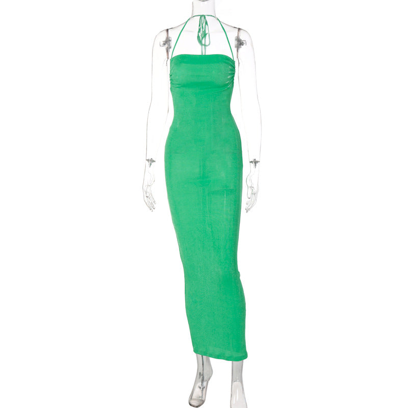 Women's Backless Sexy Strap Slim Dress Tube Top Halter Dress Club Party Beach Outfits Summer What Else You Got?