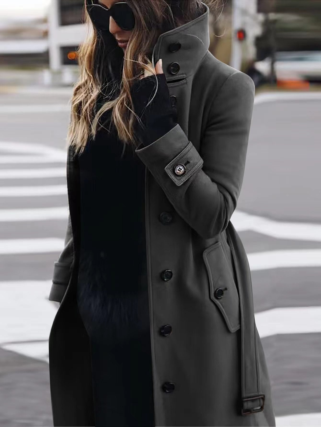 Women’s Medium‑Length Casual Polyester Coat – Long Sleeve Solid Color Jacket What Else You Got?