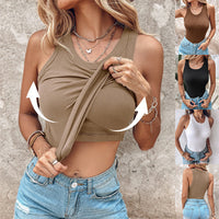 Women's Sleeveless Vest Top with Built-In Bra – Summer Comfort & Style