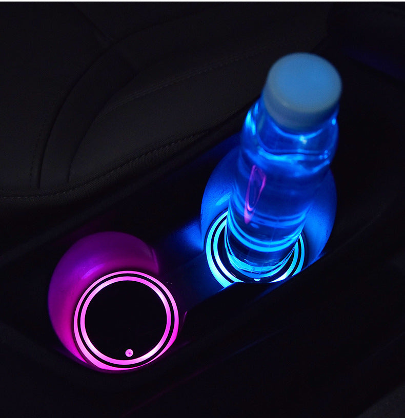 Colorful Cup Holder LED Light-up Coaster Solar & USB Charging Non-slip Coaster Ambient Light For Car Automatically What Else You Got?