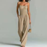 Women's Casual Ribbed Jumpsuit – One-Piece Chic Outfit with Elastic Waist (Apricot, White, Black & More)