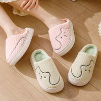 Cozy Couple Striped Cat Slippers - Non-Slip Warm Plush House Shoes for Men & Women
