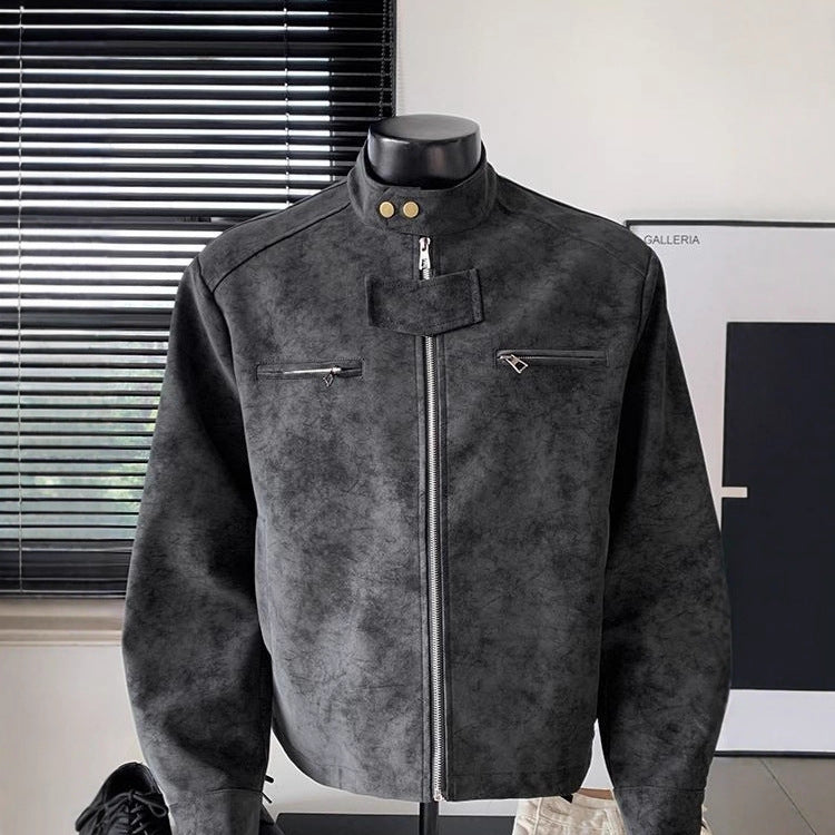 Vintage PU Leather Stand‑Up Collar Biker Jacket What Else You Got?