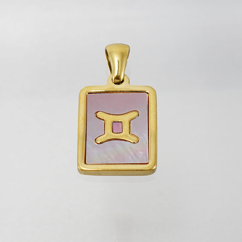 Stainless Steel Square Shell Zodiac Necklace What Else You Got?