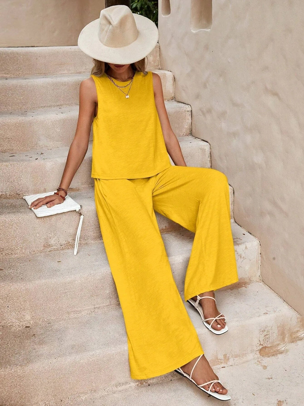 Solid Color Casual Loose Pants Sets For Women Elegant Spring Summer Women's Two Pieces Suit Full Trouser Set Female Outfit Clothes What Else You Got?