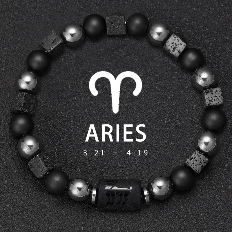 Twelve Zodiac Bracelet Couples Volcanic Stone Handmade Beaded Bracelet Accessory What Else You Got?