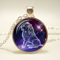 Zodiac Time Gemstone Glass Pendant Necklace - Celestial Christian Gift