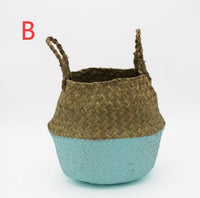 Boho Seagrass Belly Basket – Handwoven Organizer for Plants, Laundry & Toys | Natural Storage Basket
