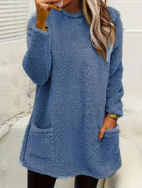 Women’s Fleece Pullover Hoodie – Plush Warm Polyester Top with Pockets S–3XL