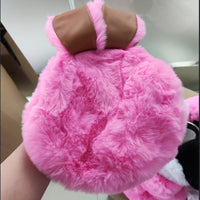 Plush Faux-Fur Rabbit Ear Crossbody Bag – Cozy Oval Chain Messenger Purse