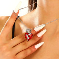 Hearts of Love: Rose & Scripture Heart-Shaped Necklace for Valentine's Day