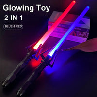 2pcs Retractable Double Lightsaber Toy Set - Red & Blue Glowing Cosplay Sword for Kids - Interactive Battle Weapon Gift