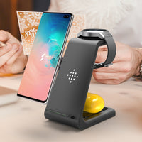 3-in-1 Fast Wireless Charging Station - Charger Stand for Phone, Watch & Earbuds