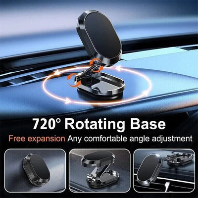 Magnetic Car Phone Mount - 720° Rotating Dashboard Holder, Water-Resistant Stainless Steel