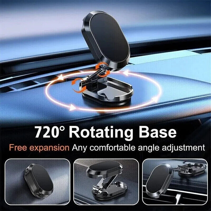 Magnetic Car Phone Mount - 720° Rotating Dashboard Holder, Water-Resistant Stainless Steel