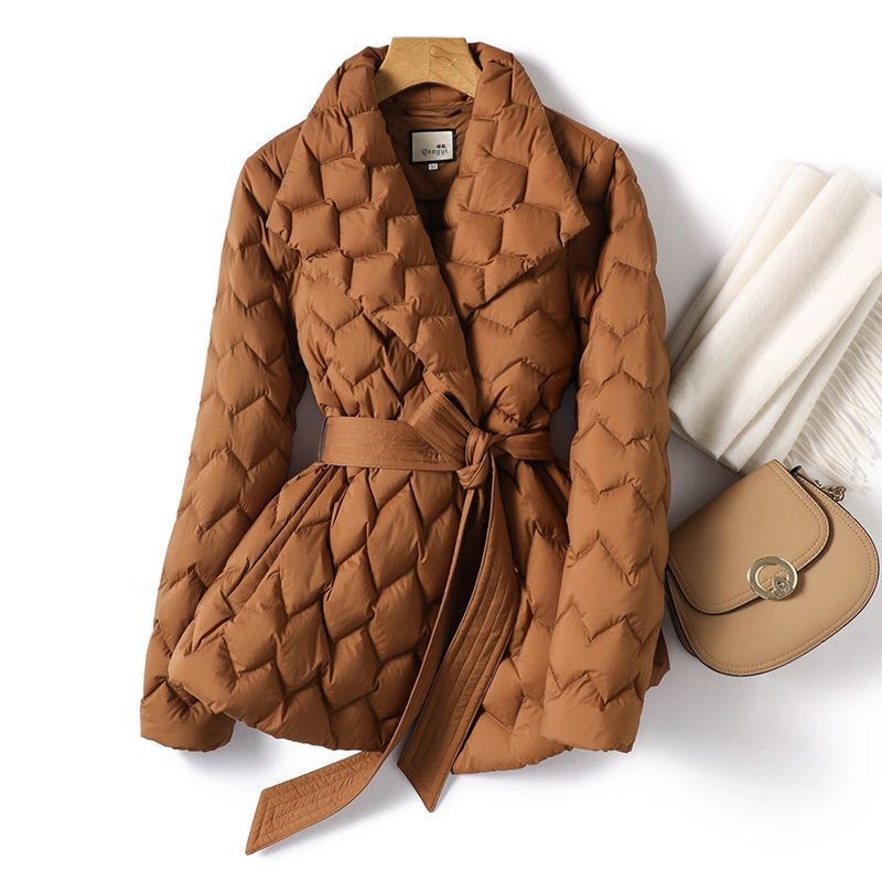 Women’s Winter Ripple‑Stitch Jacket with Belt – Warm Lightweight Lapel Coat with Pockets What Else You Got?