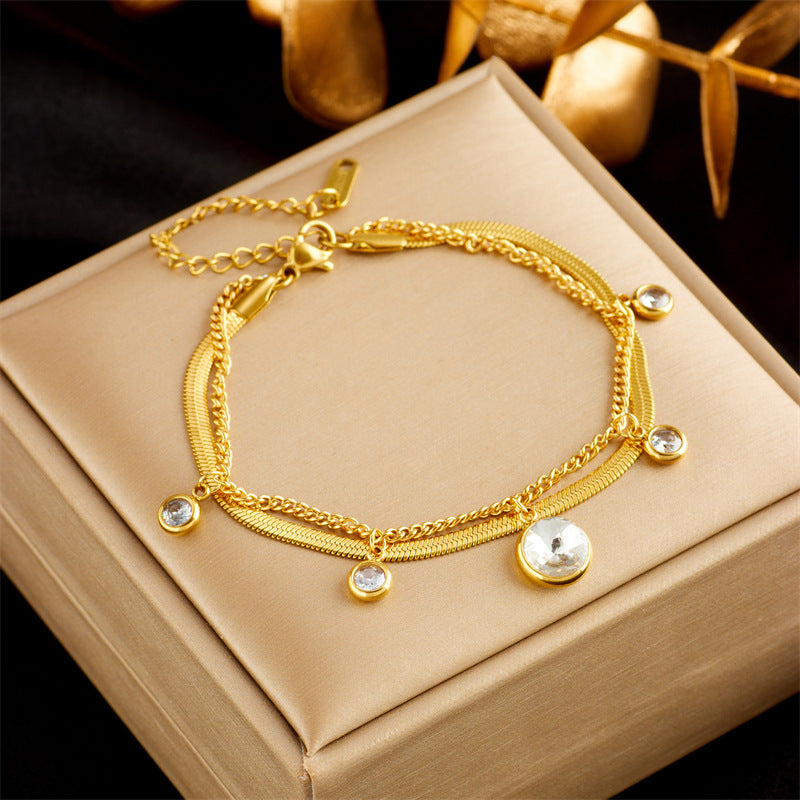 Gold Plated Double Layer Snake Chain Bracelet – Punk Luxury Fashion Jewelry for Women & Girls What Else You Got?