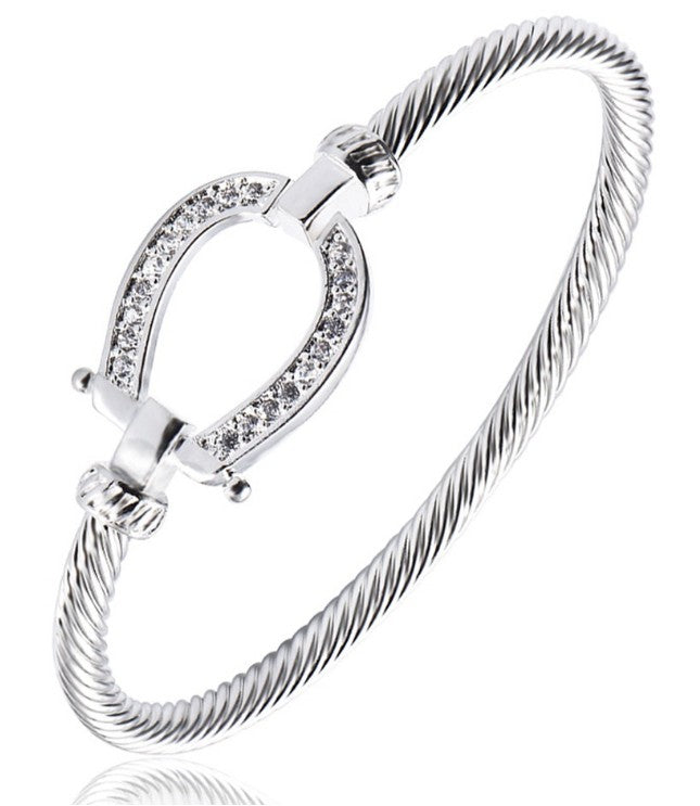 Gold Silver Horseshoe Lucky Charm Bangle – Open Cuff Bracelet Fashion Jewelry for Women What Else You Got?