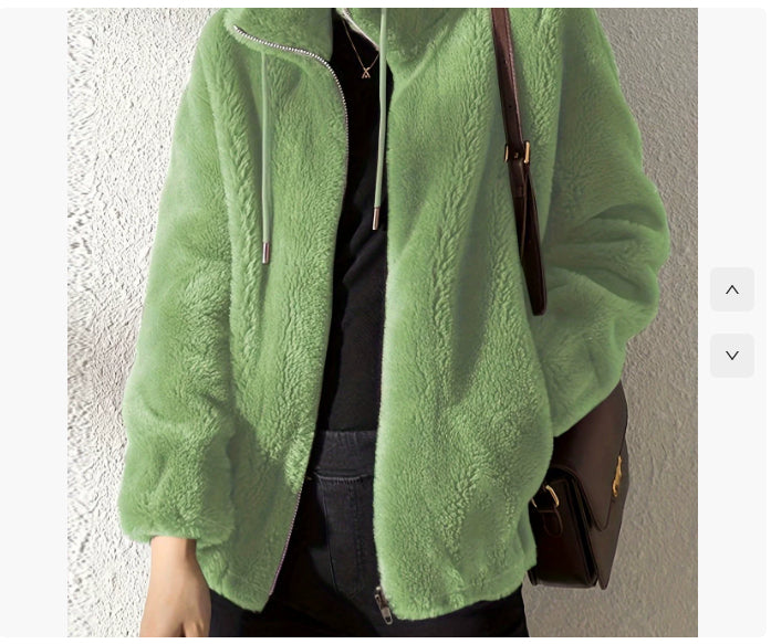 Double Faced Fleece Warm High Neck Sweater Women Cardigan What Else You Got?