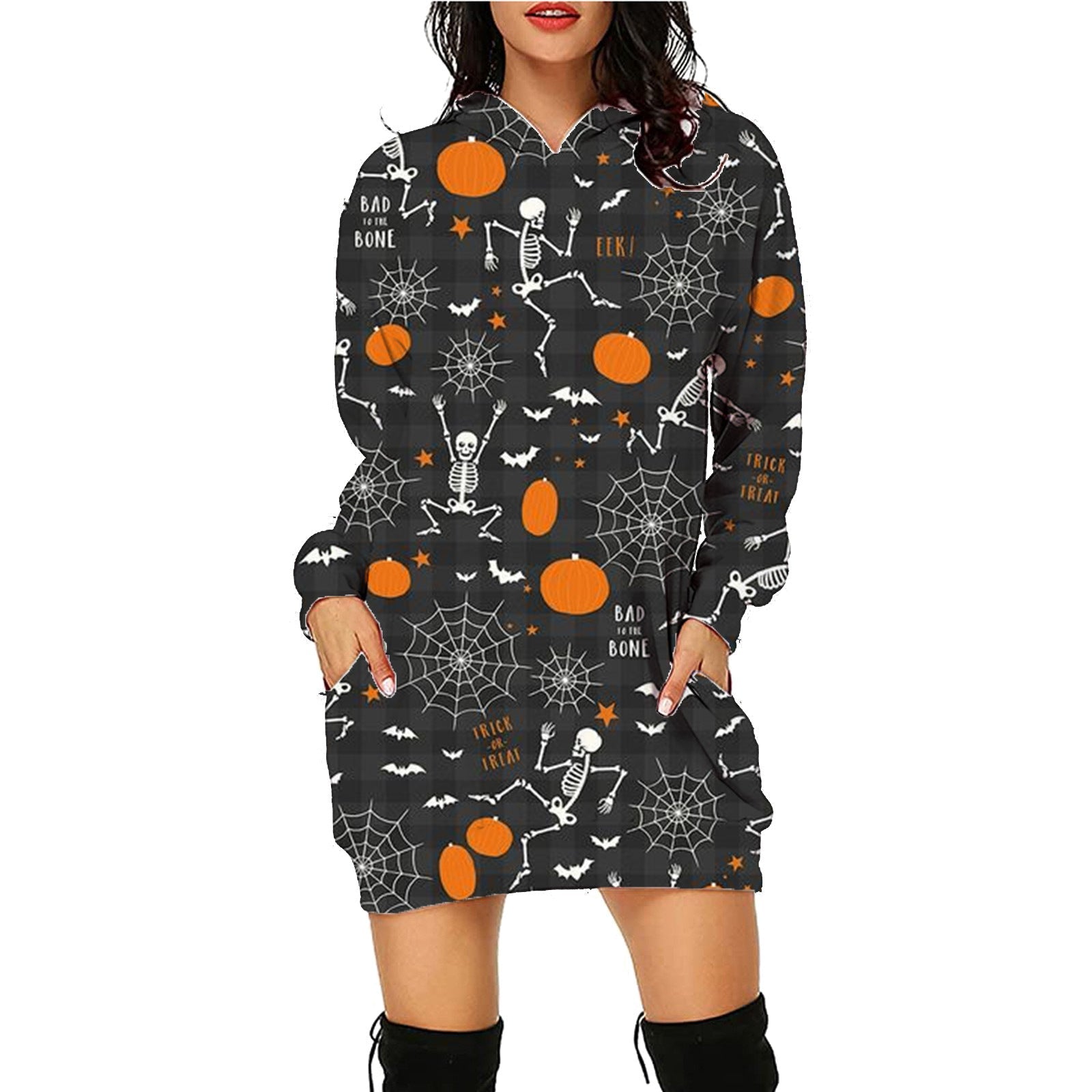 Halloween Print Long Hoodie With Pockets Sweater Long Sleeve Clothes Women What Else You Got?