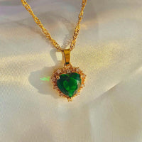 Radiant Heart Jewelry - Gold Clavicle Chain with Colorful Rhinestones - Personalized Valentine's Day Gift for Her