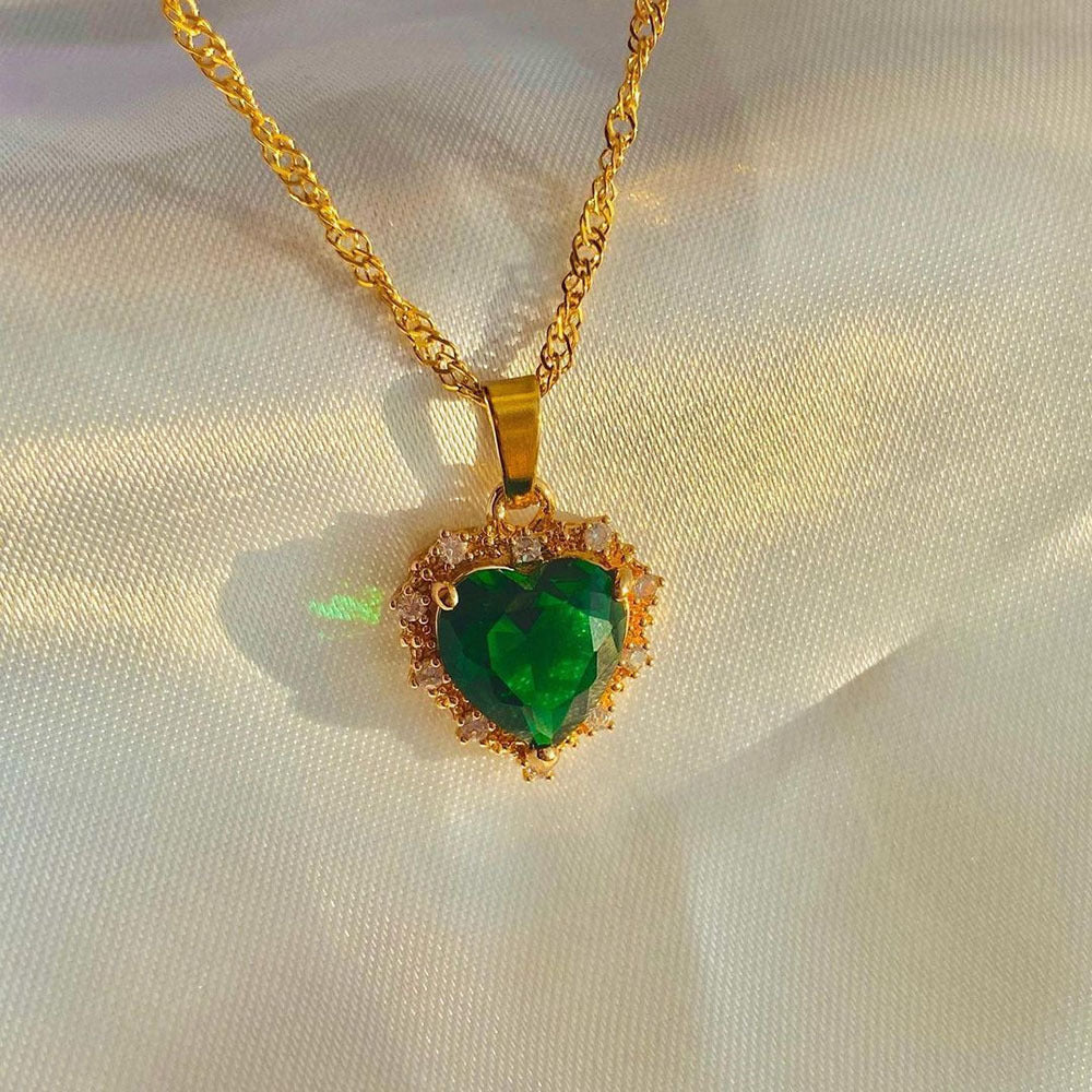 Colorful Rhinestones Heart-shped Necklace Love Gold Clavicle Chain Ins Personalized Jewelry For Women Valentine's Day What Else You Got?