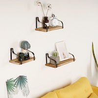 Rustic Farmhouse Floating Shelves - 3 Tier Wood Wall Shelves for Home Decor, Kitchen & Bedroom (Set of 3)