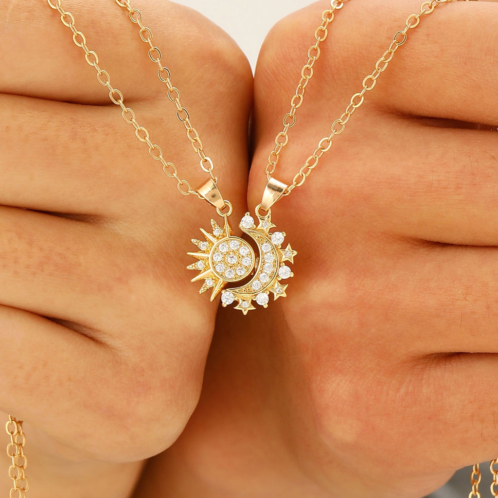 Sun & Moon Magnetic Couple Necklace – Clavicle Chain Pendant Set What Else You Got?