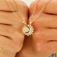 Sun & Moon Magnetic Couple Necklace Set - Unity & Love Symbol Pendant Gifts for Her & Him