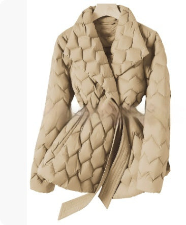 Women’s Winter Ripple‑Stitch Jacket with Belt – Warm Lightweight Lapel Coat with Pockets What Else You Got?