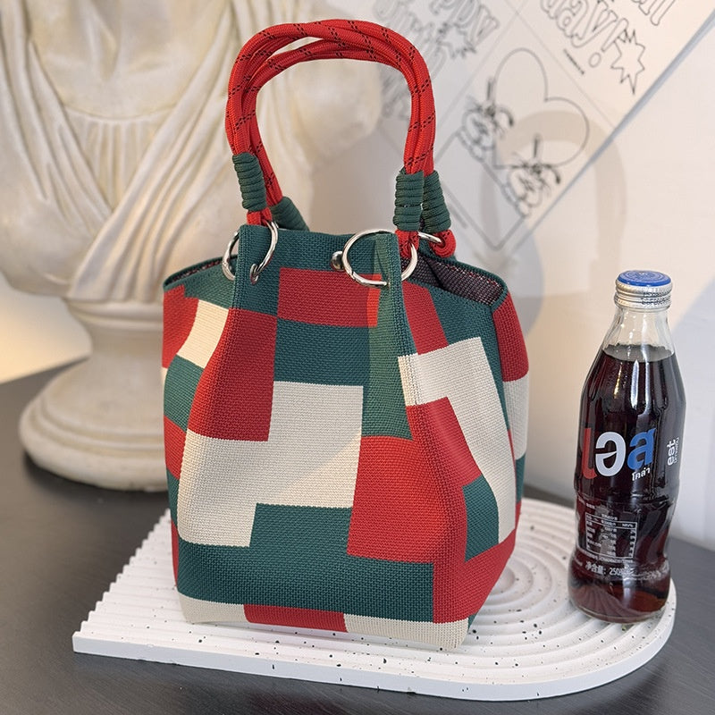 Stylish Knitted Loop Handle Bag - Work-Friendly & High Capacity Handbag for Everyday Use