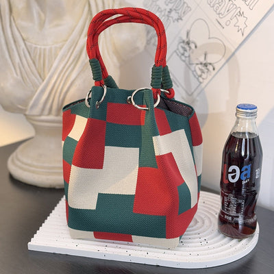 Stylish Knitted Loop Handle Bag - Work-Friendly & High Capacity Handbag for Everyday Use
